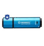 Kingston ironkey vault privacy 50 256 gb, lápiz usb celeste/negro