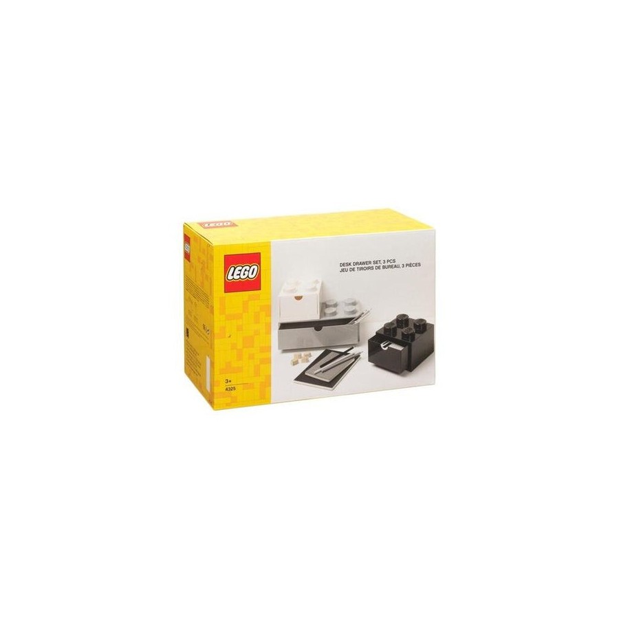 Room copenhagen juego de 3 cajones de escritorio lego, caja de almacenamiento blanco 43250801