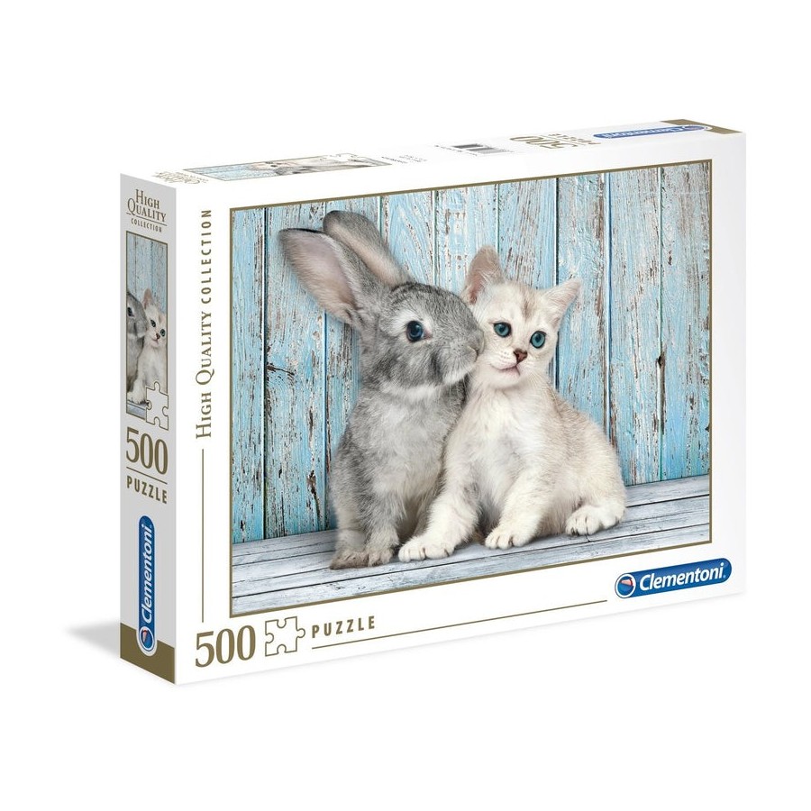 Puzzle gato y conejo 500pzs