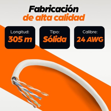 Cable intellinet cat5e utp bulk solid 305 m 1000 ft. 24awg gris