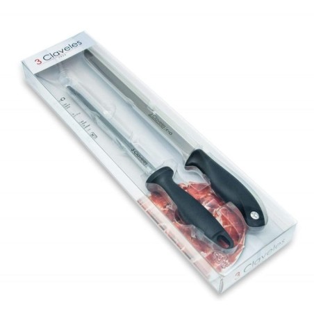 Set chuchillo jamonero evo y chaira b 3 claveles