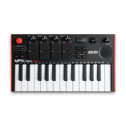 Akai mpk mini play mk3 teclado de control controlador midi usb negro, rojo