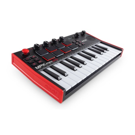 Akai mpk mini play mk3 teclado de control controlador midi usb negro, rojo