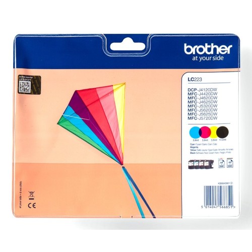 Pack cartuchos tinta brother lc223valbp negro cian magenta amarillo 550 paginas