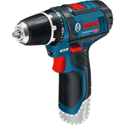 Taladro atornillador inalámbrico bosch gsr 12v-15 professional solo, 12 voltios (azul/negro, sin batería ni cargador) 0601868101