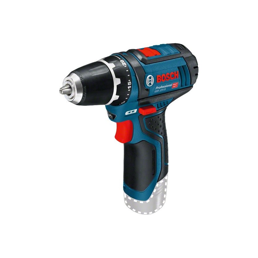Taladro atornillador inalámbrico bosch gsr 12v-15 professional solo, 12 voltios (azul/negro, sin batería ni cargador) 0601868101