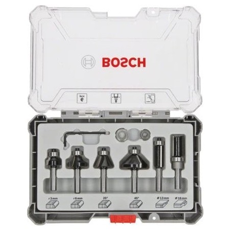 Juego de fresas para cantos y cantos bosch , 6 piezas (eje de 8 mm) 2607017469