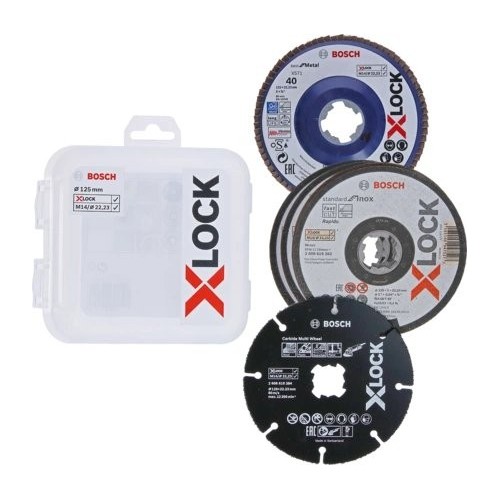 Juego de discos de corte y láminas bosch x-lock 125 mm, cmw, disco de corte (5 partes)  2608619374
