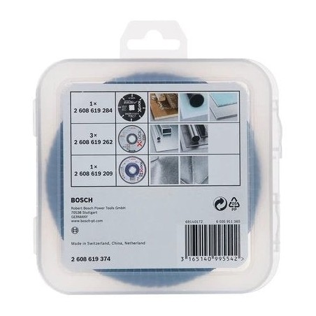 Juego de discos de corte y láminas bosch x-lock 125 mm, cmw, disco de corte (5 partes)  2608619374