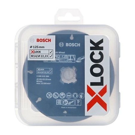 Juego de discos de corte y láminas bosch x-lock 125 mm, cmw, disco de corte (5 partes)  2608619374