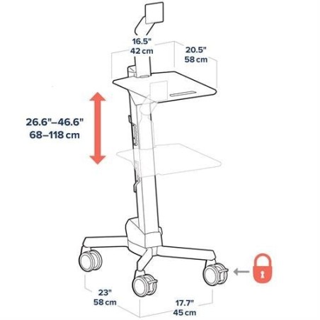 Soporte ergotron neo-flex lcd cart gris panel plano carro de suelo con ruedas multimedia