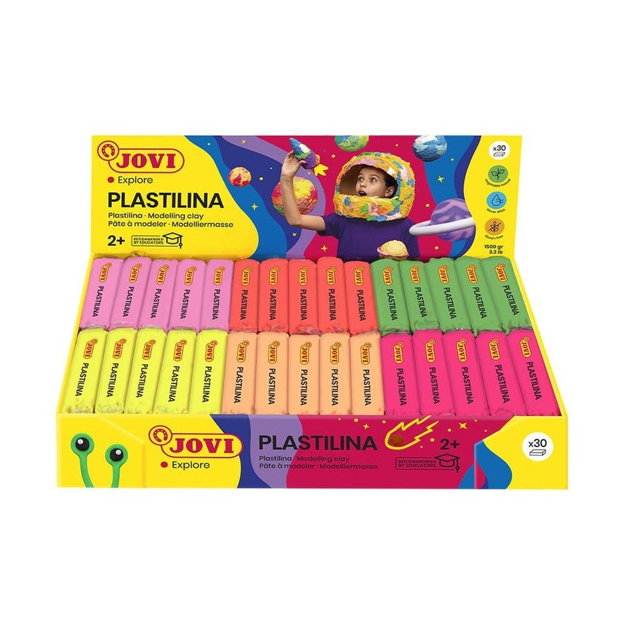 Jovi plastilina caja expositora 30 pastillas 50gr c/surtidos neon
