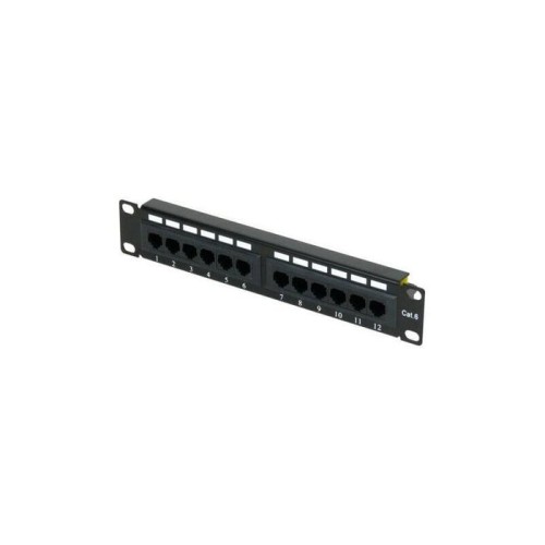 Panel de parcheo para rack 10" 12 puertos utp cat6 1u negro