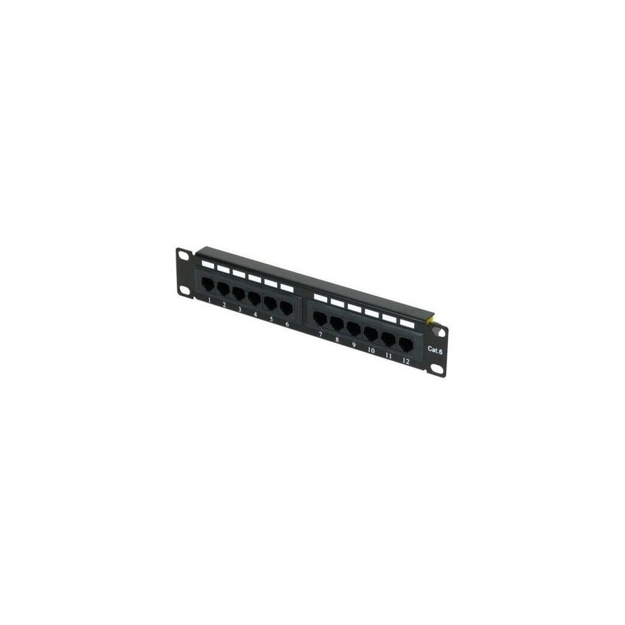 Panel de parcheo para rack 10" 12 puertos utp cat6 1u negro