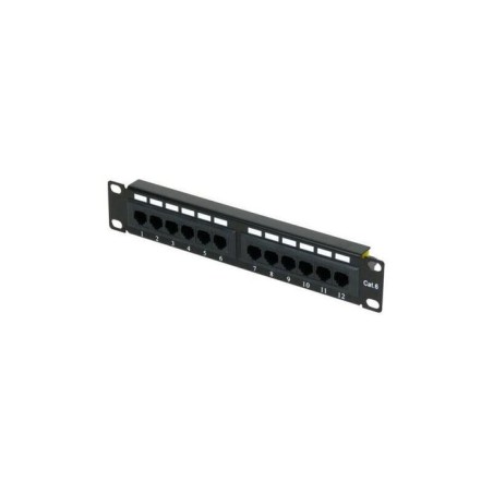 Panel de parcheo para rack 10" 12 puertos utp cat6 1u negro