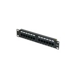Panel de parcheo para rack 10" 12 puertos utp cat6 1u negro