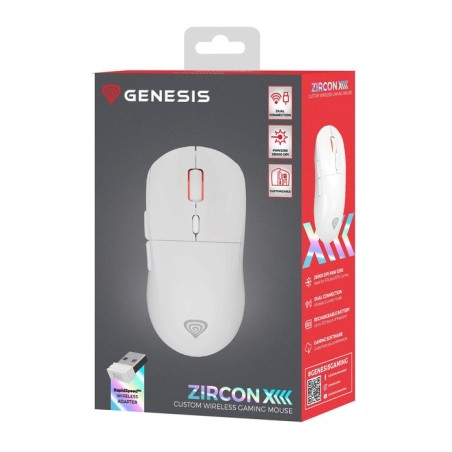 Raton gaming genesis zircon xiii customizable inalambrico 26000 dpi blanco