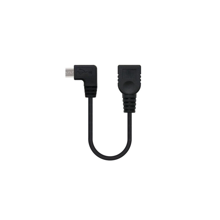 Nanocable cable micro usb 2.0 otg acodado macho a usb-a hembra 15cm