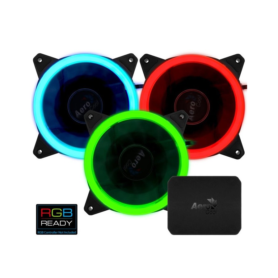 Ventilador aerocool rev rgb pro 12cm 1200rpm 15.1dba iluminación anillo dual led 16.8 millones de colores control p7-h1