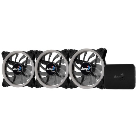 Ventilador aerocool rev rgb pro 12cm 1200rpm 15.1dba iluminación anillo dual led 16.8 millones de colores control p7-h1