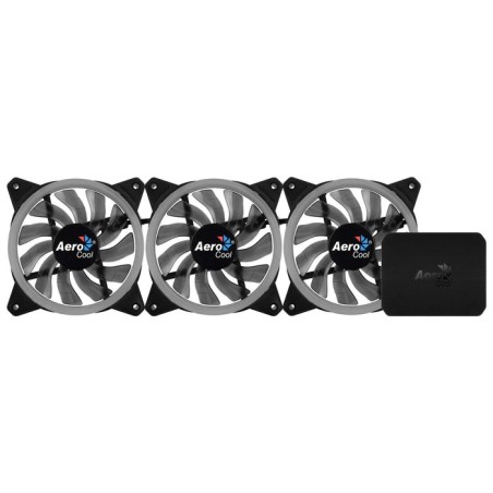 Ventilador aerocool rev rgb pro 12cm 1200rpm 15.1dba iluminación anillo dual led 16.8 millones de colores control p7-h1