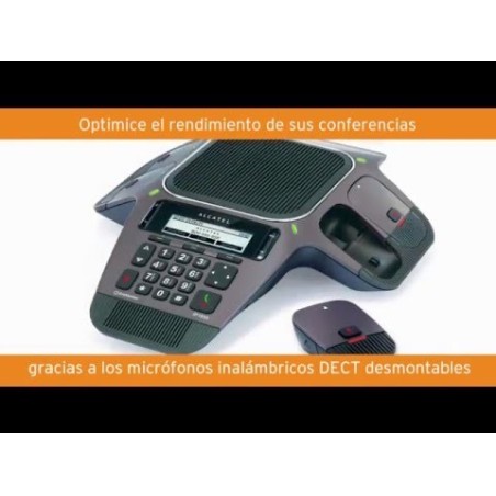 Terminal alcatel conference ip1850 4 micrófonos inalámbricos dect desmontables 3 cuentas sip skype for business