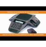 Terminal alcatel conference ip1850 4 micrófonos inalámbricos dect desmontables 3 cuentas sip skype for business