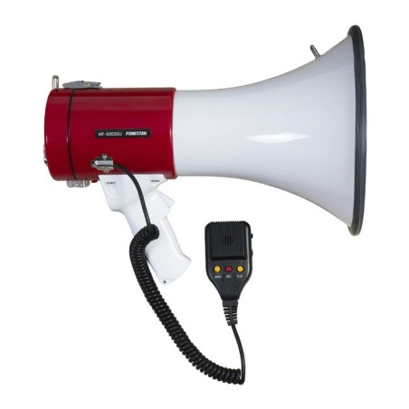 Megáfono con sirena fonestar mf-600sgu 10w rms reproductor usb sd mp3 micrófono de mano batería