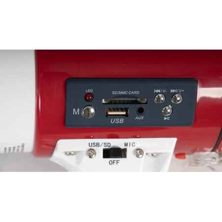 Megáfono con sirena fonestar mf-600sgu 10w rms reproductor usb sd mp3 micrófono de mano batería