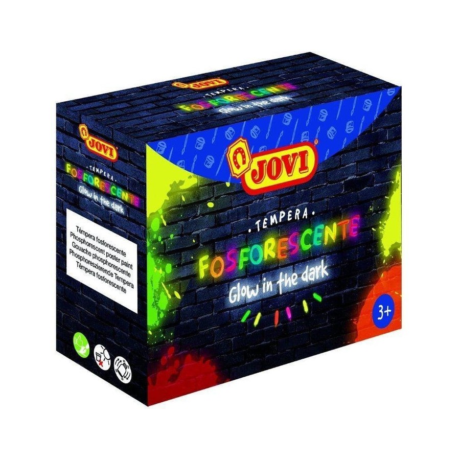Estuche de temperas jovi fosforescente glow in the dark 504 4 unidades capacidad 55ml