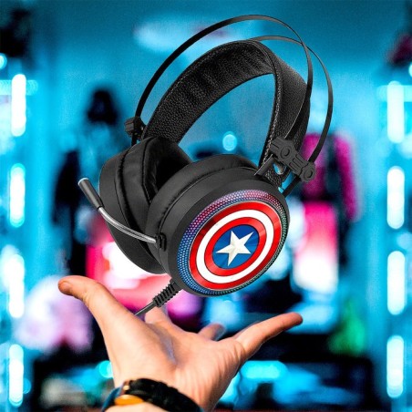 Auriculares gaming con micrófono marvel captain america 001 usb