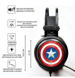 Auriculares gaming con micrófono marvel captain america 001 usb