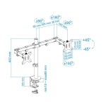 Tooq soporte de mesa con brazos articulados para 2 monitores de 13"-32" - giratorio e inclinable - gestion de cables -