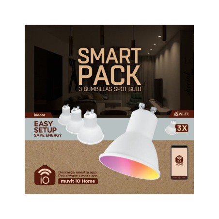 Bombilla led inteligente muvit io miopak006 casquillo gu10 5.5w 400 lúmenes 2700k-6500k pack de 3 uds