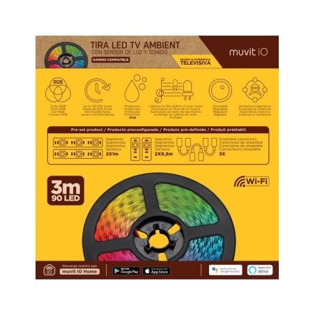Tira led muvit io miolst005 3m color rgb regulable