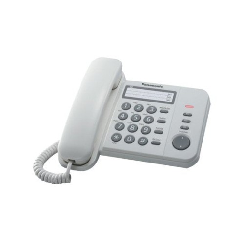 Teléfono de sobremesa panasonic kx-ts520ex1w blanco rellamada último número montaje en pared 6 niveles volumen tono de llamada