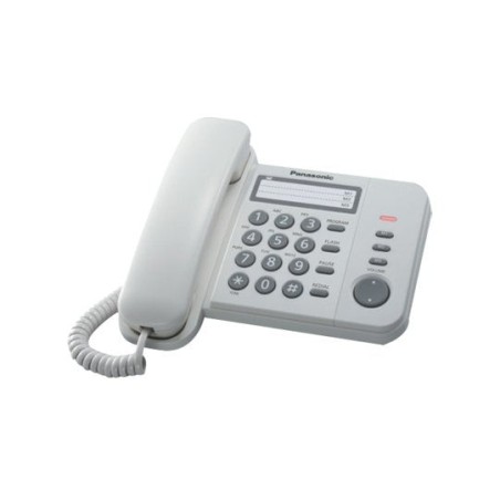 Teléfono de sobremesa panasonic kx-ts520ex1w blanco rellamada último número montaje en pared 6 niveles volumen tono de llamada