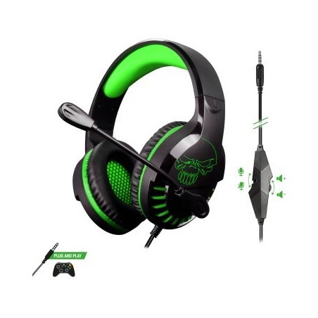 Auriculares gaming con micrófono spirit of gamer pro-h3 xbox edition jack 3.5 verdes