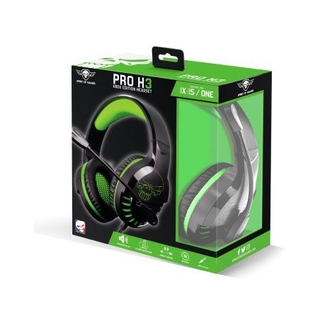 Auriculares gaming con micrófono spirit of gamer pro-h3 xbox edition jack 3.5 verdes