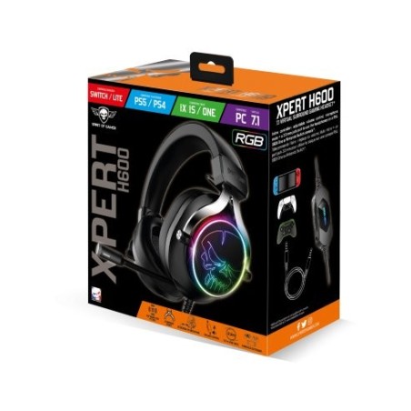 Auriculares gaming con micrófono spirit of gamer xpert h600 jack 3.5 usb 2.0 gris oscuro