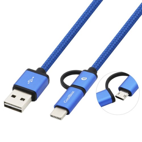 Coolbox cable usb 2.0 a/m - micro usb2.0 1m azul