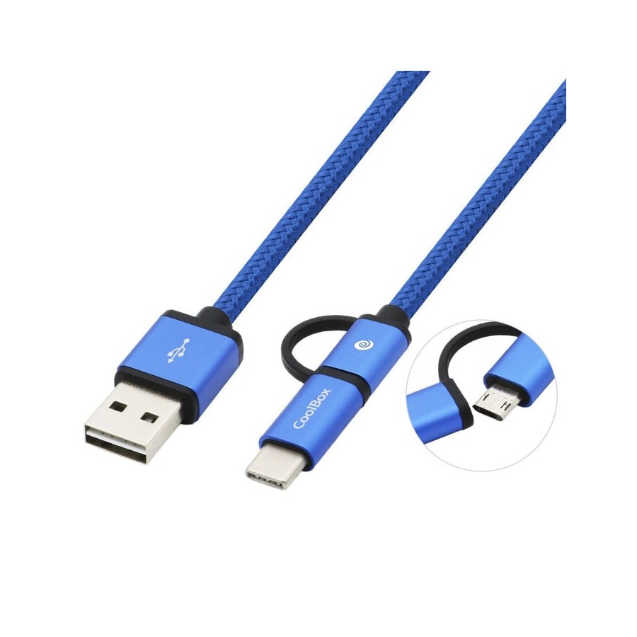 Coolbox cable usb 2.0 a/m - micro usb2.0 1m azul