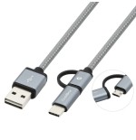 Coolbox cable usb 1 m usb a usb c/micro-usb b macho gris