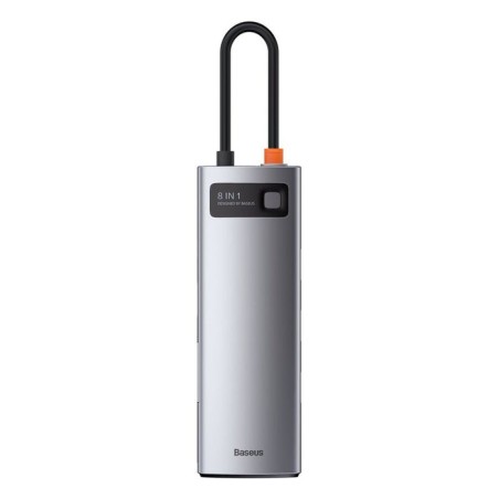 Baseus hub metal gleam 8 en 1 tipo-c 3x usb 3.0 pd hdmi rj45 lector de tarjetas sd microsd