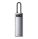 Baseus hub metal gleam 8 en 1 tipo-c 3x usb 3.0 pd hdmi rj45 lector de tarjetas sd microsd
