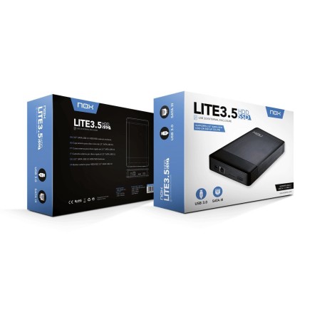 Nox caja externa 3.5" usb 3.0 lite 3.5 negro incluye adaptador corriente nxlitehdd35