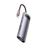 Baseus hub metal gleam 8 en 1 tipo-c 3x usb 3.0 pd hdmi rj45 lector de tarjetas sd microsd