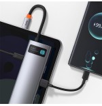 Baseus hub metal gleam 8 en 1 tipo-c 3x usb 3.0 pd hdmi rj45 lector de tarjetas sd microsd
