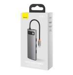 Baseus hub metal gleam 8 en 1 tipo-c 3x usb 3.0 pd hdmi rj45 lector de tarjetas sd microsd