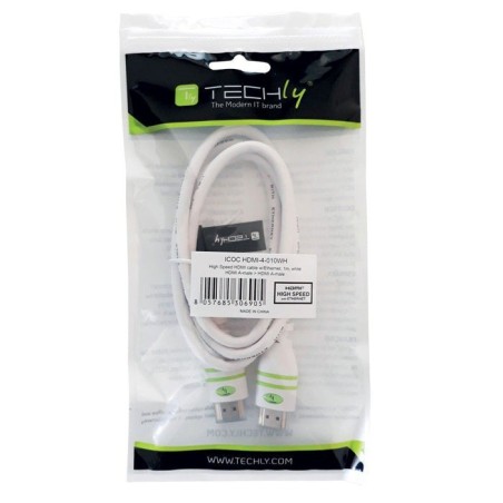 Cable techly hdmi high speed con ethernet a a m m 1m blanco